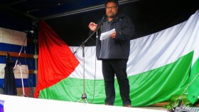 Claus Ludwig bei der Gaza-Demo am 14. August 2014 in Köln